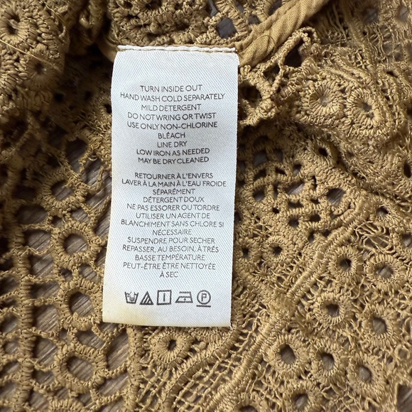 Free People All Things Sweet women's Crochet Button Down Shirt M Boho Oversized - Picture 7 of 13